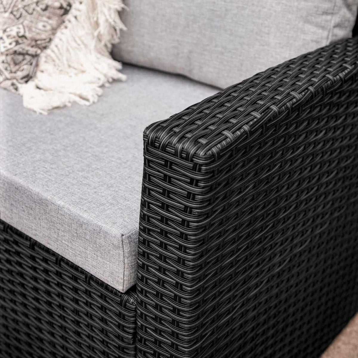 Outlet - Aston Rattan Corner Sofa Set - 9 Seater - Black