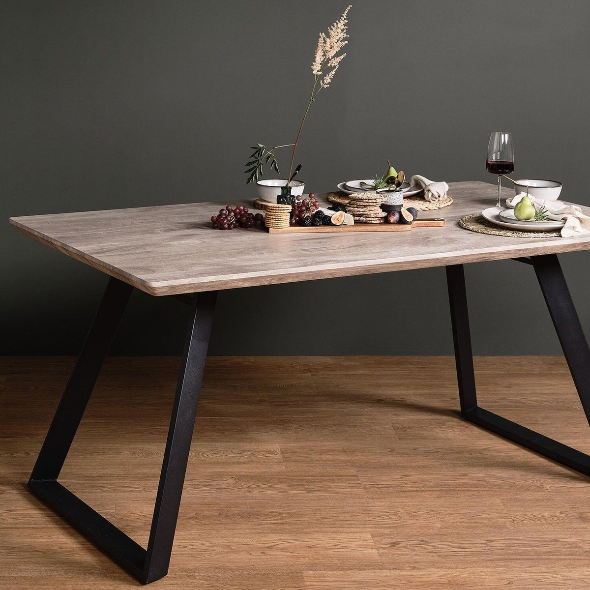 OUTLET - Atlas Wooden Dining Table - Black Legs
