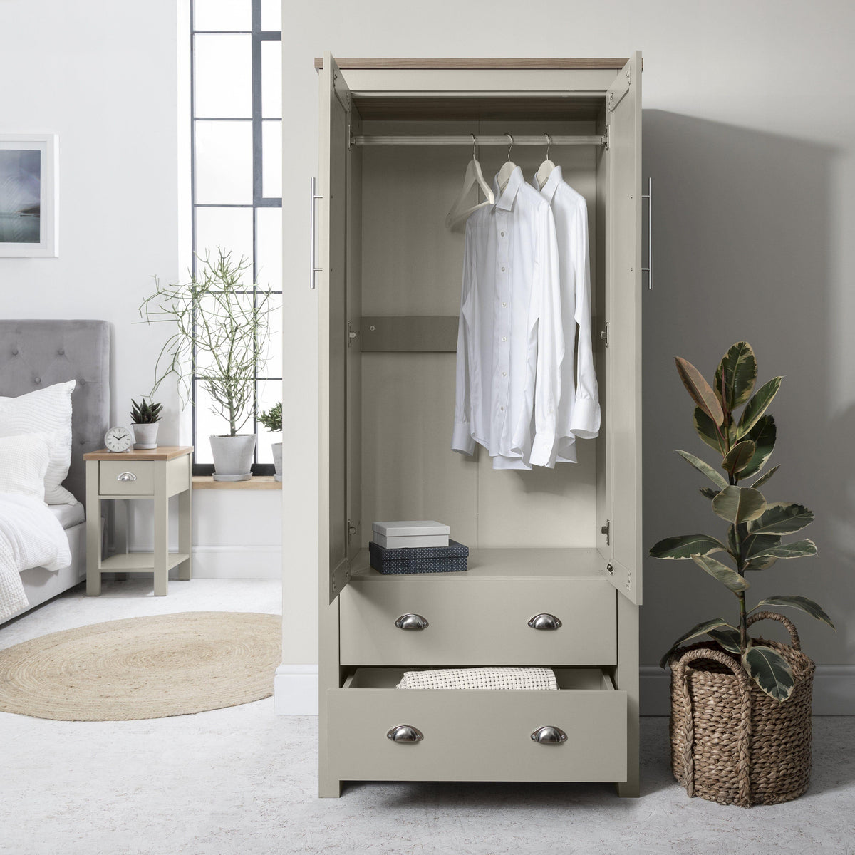 OUTLET - Bampton 2 Door Tall Wardrobe - Grey