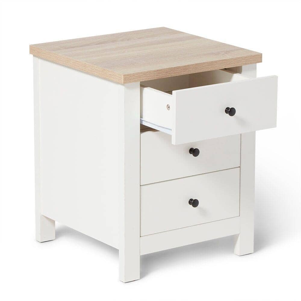 Outlet - Bampton 3 Drawer Bedside Table - White