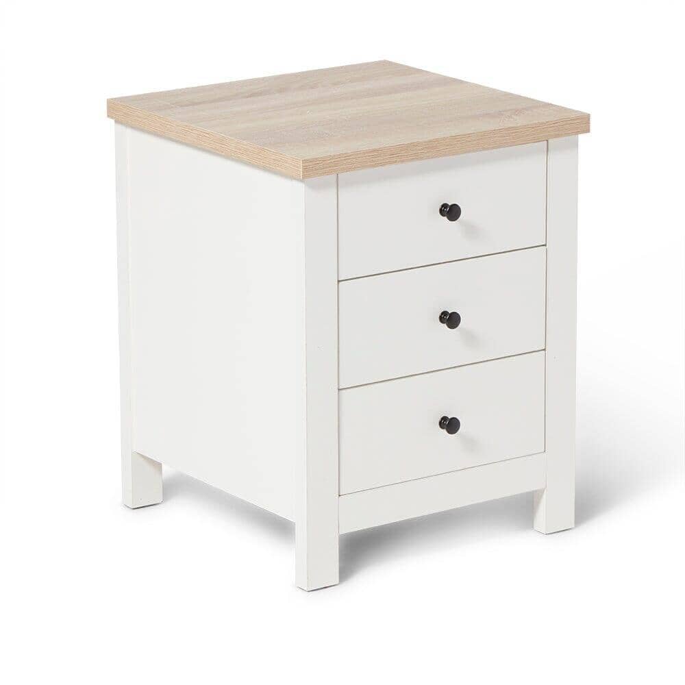 Outlet - Bampton 3 Drawer Bedside Table - White