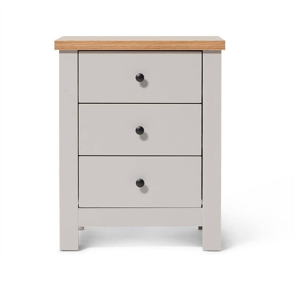 Outlet - Bampton 3 Drawer Bedside Table - Grey