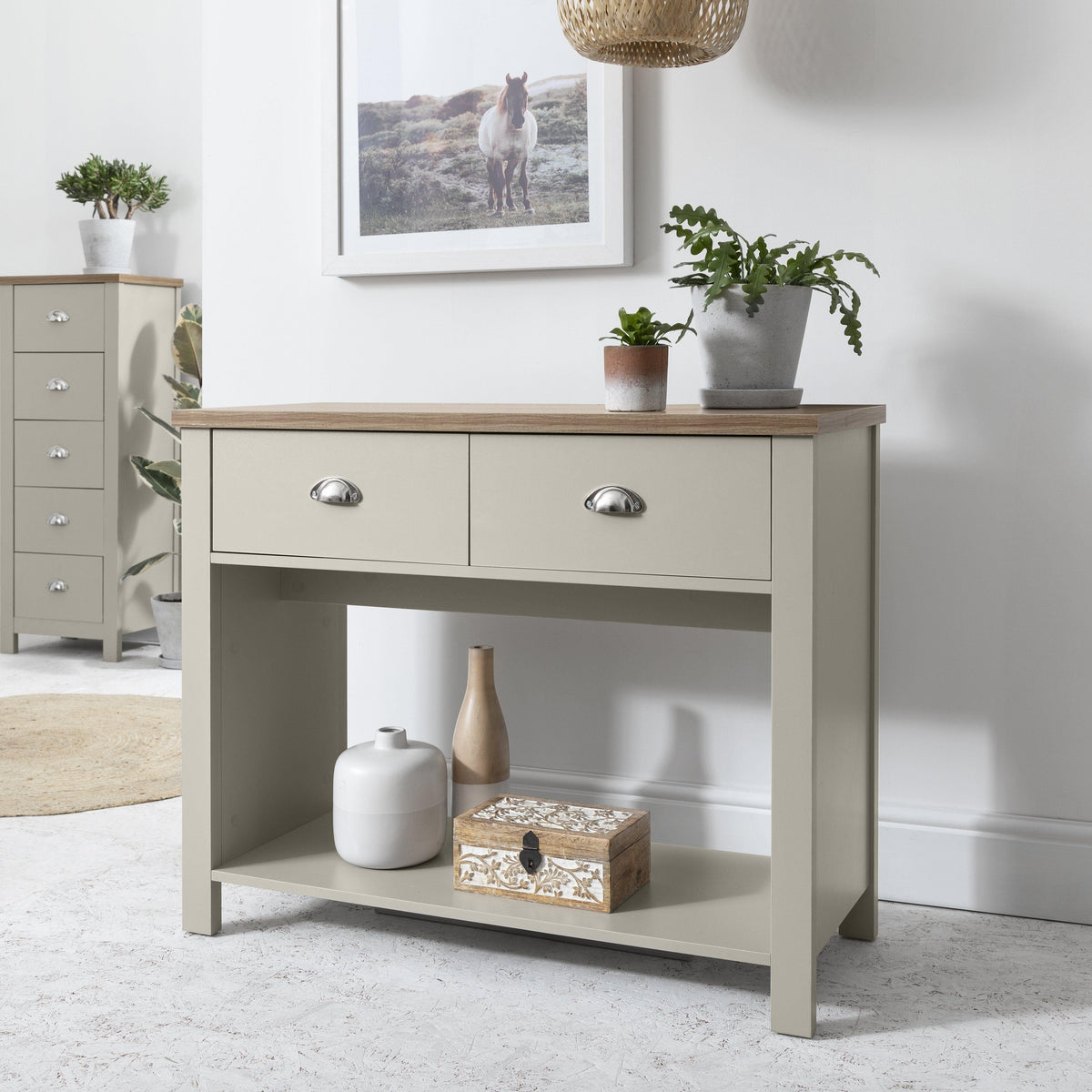 OUTLET - Bampton 2 Drawer Console Table - Grey