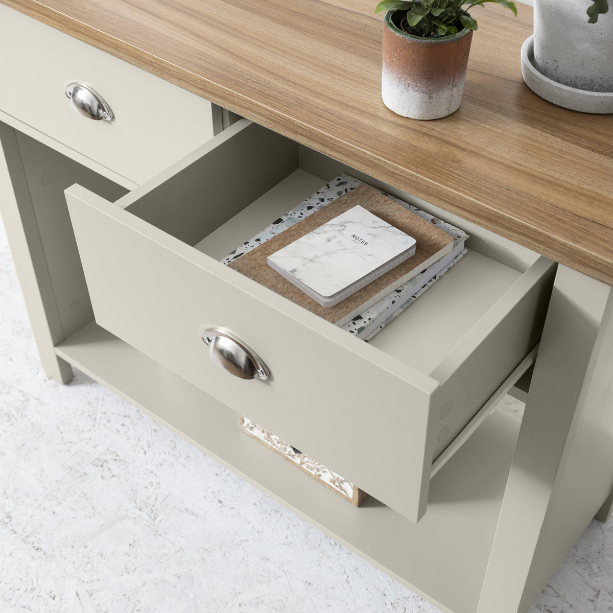OUTLET - Bampton 2 Drawer Console Table - Grey