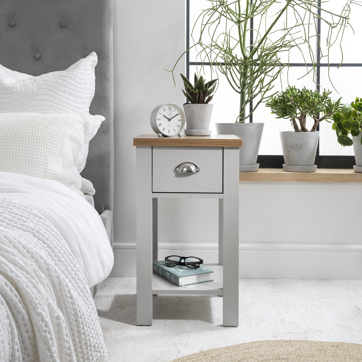 OUTLET - Bampton 1 Drawer Bedside Table - Grey