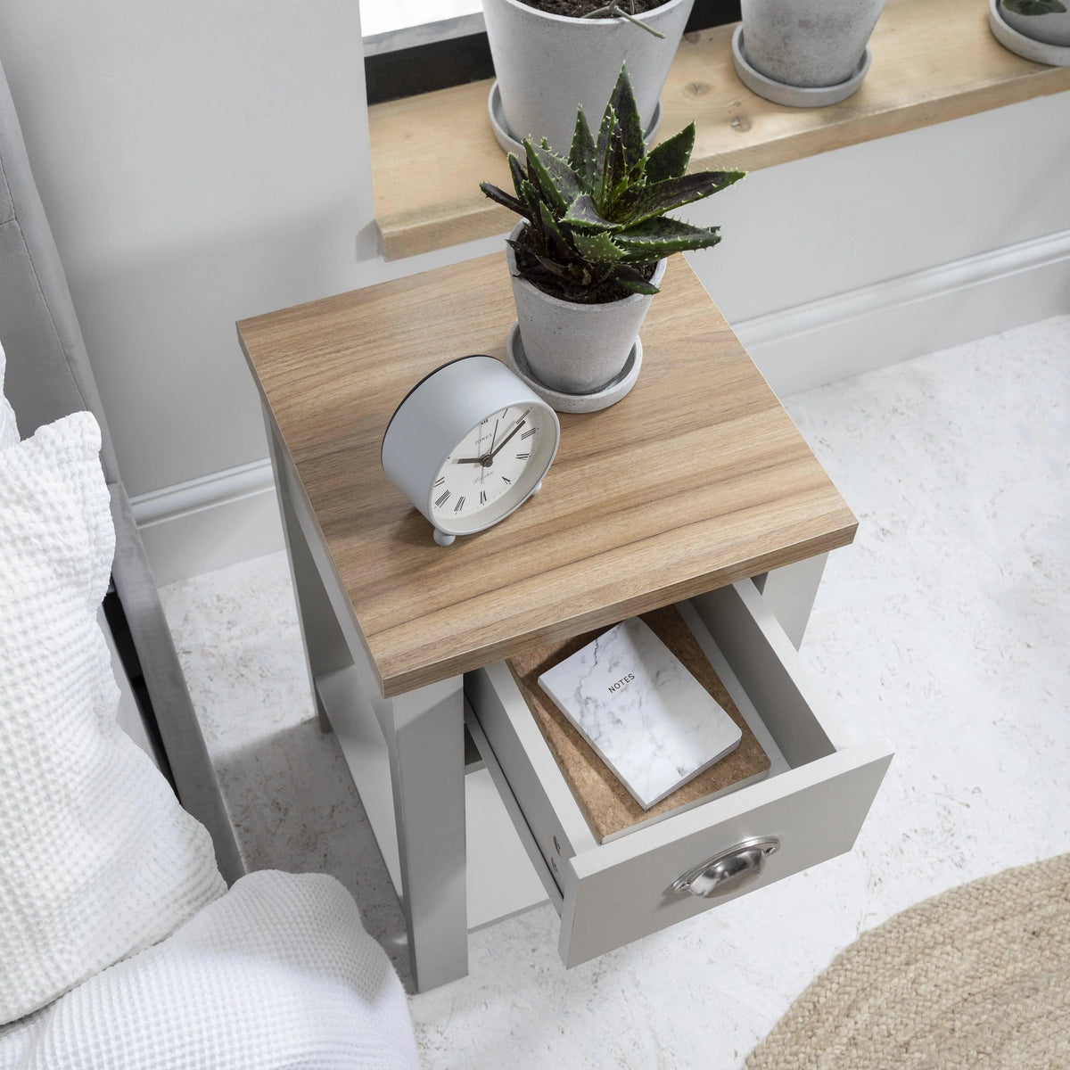 OUTLET - Bampton 1 Drawer Bedside Table - Grey