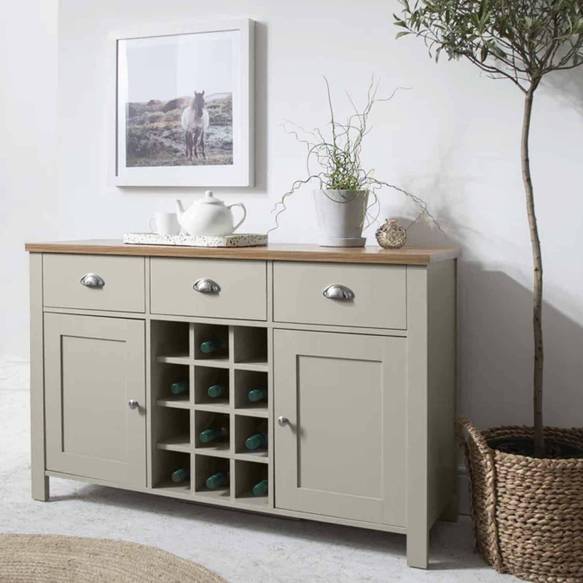Outlet - Bampton Grey Sideboard With Wine Rack