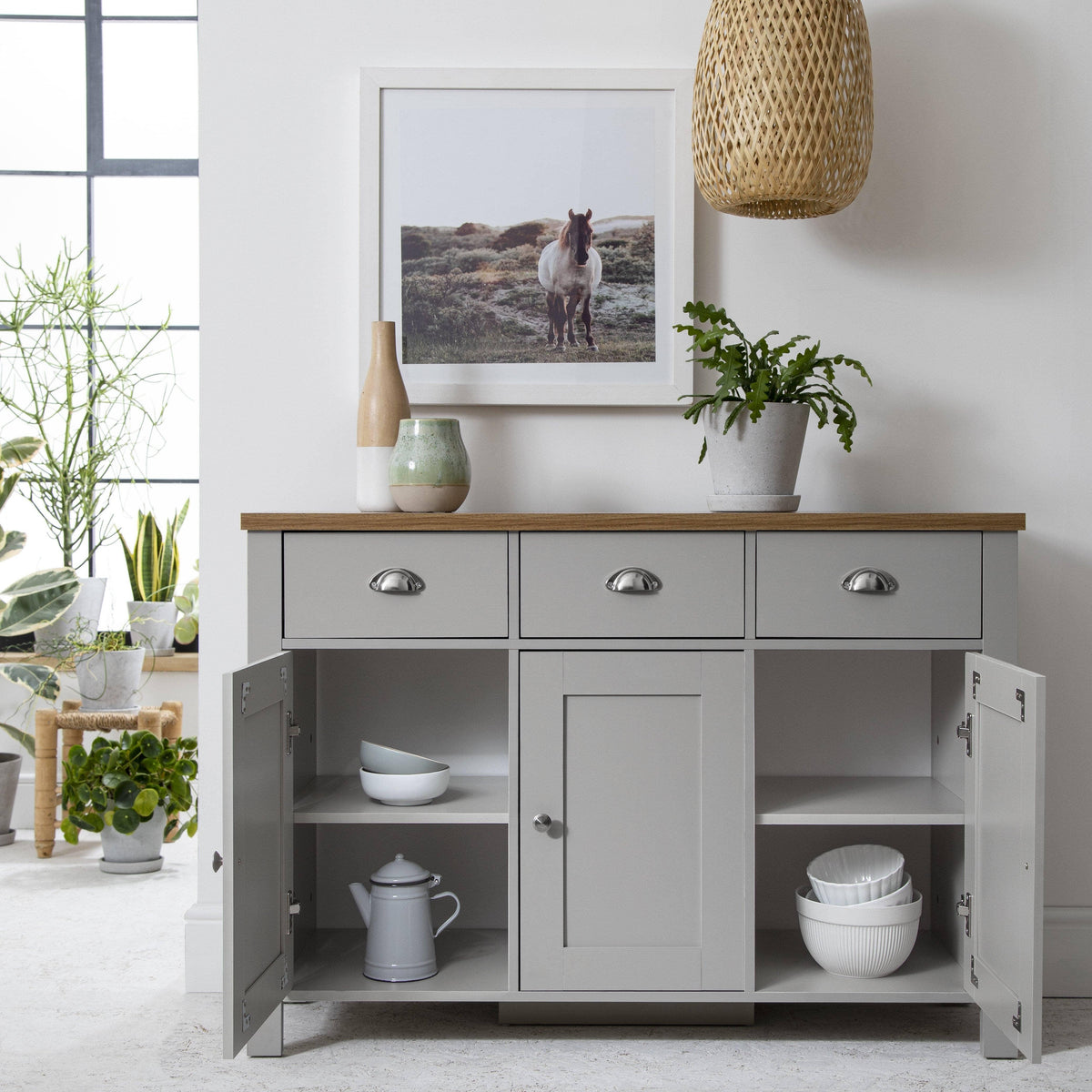 OUTLET - Bampton 3 Door Sideboard - Grey