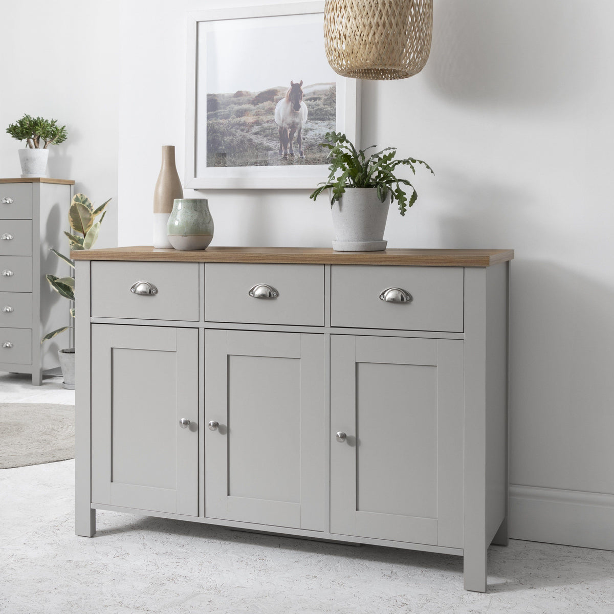 OUTLET - Bampton 3 Door Sideboard - Grey