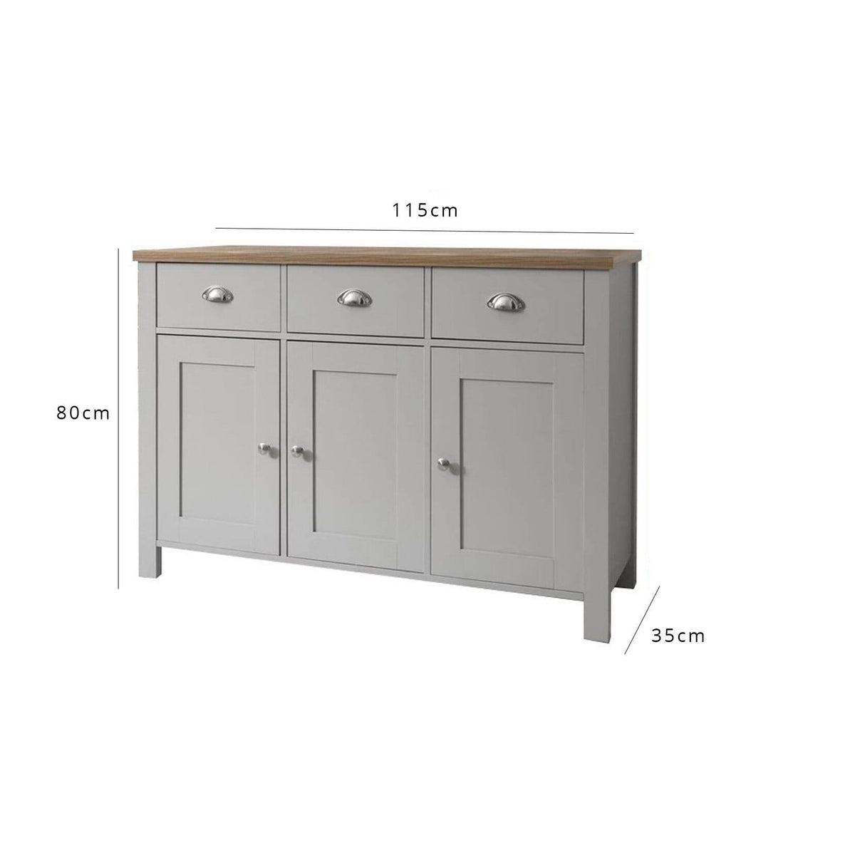 OUTLET - Bampton 3 Door Sideboard - Grey
