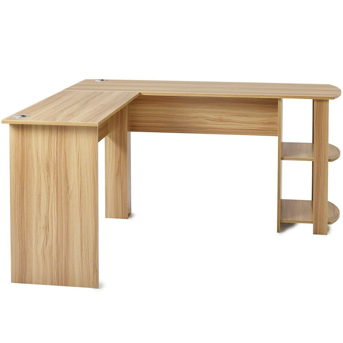 Outlet - Beech L-Shaped Computer Desk With Shelves