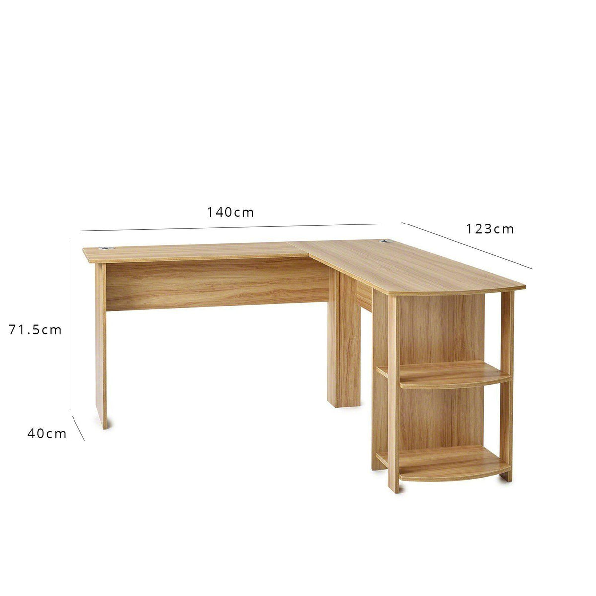 Outlet - Beech L-Shaped Computer Desk With Shelves