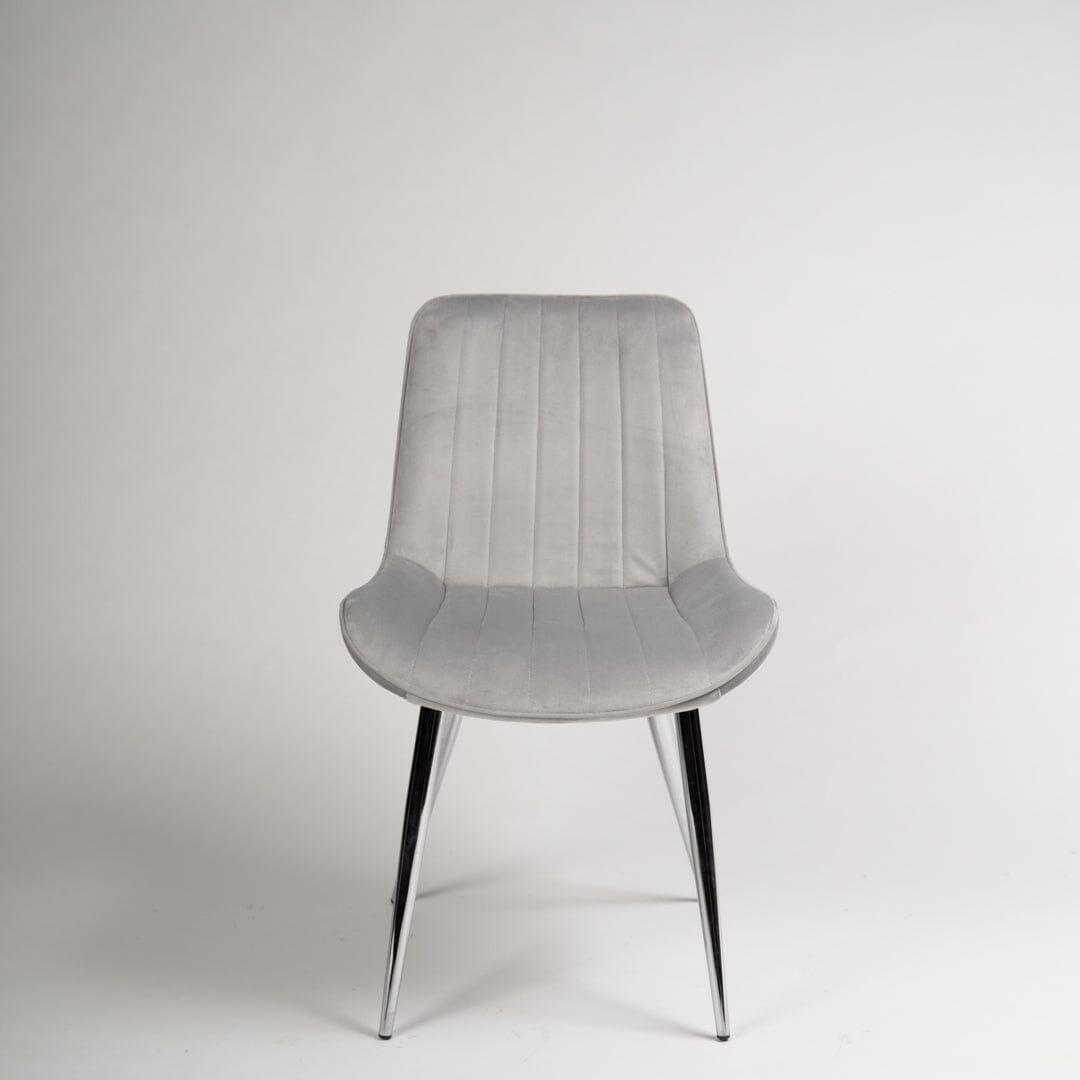 OUTLET - Bella Grey Velvet Dining Chairs - Set of 2 - Chrome Legs