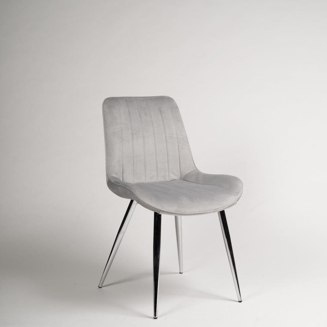 OUTLET - Bella Grey Velvet Dining Chairs - Set of 2 - Chrome Legs