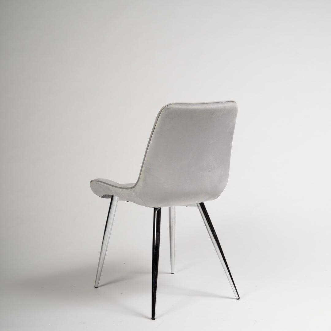 OUTLET - Bella Grey Velvet Dining Chairs - Set of 2 - Chrome Legs