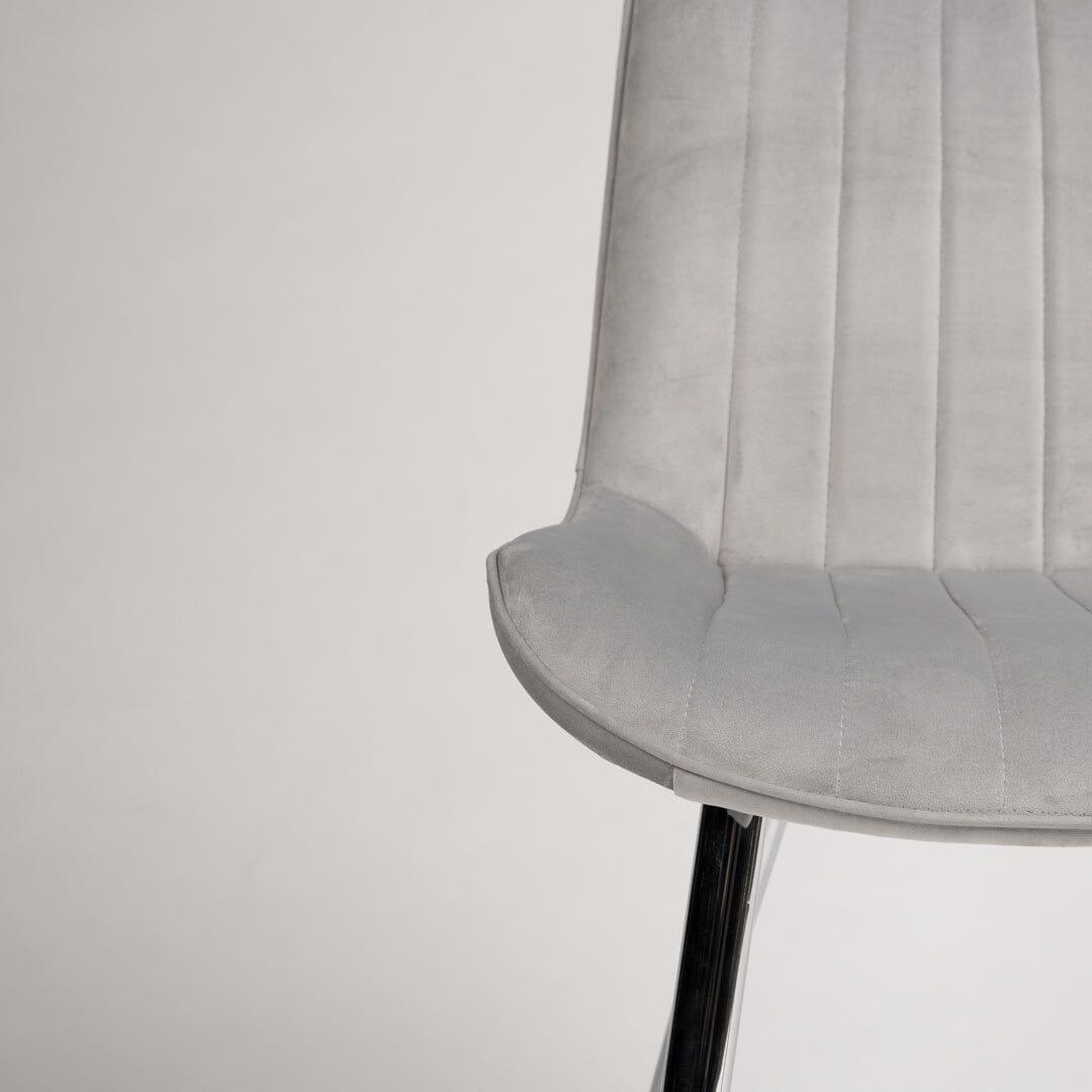 OUTLET - Bella Grey Velvet Dining Chairs - Set of 2 - Chrome Legs