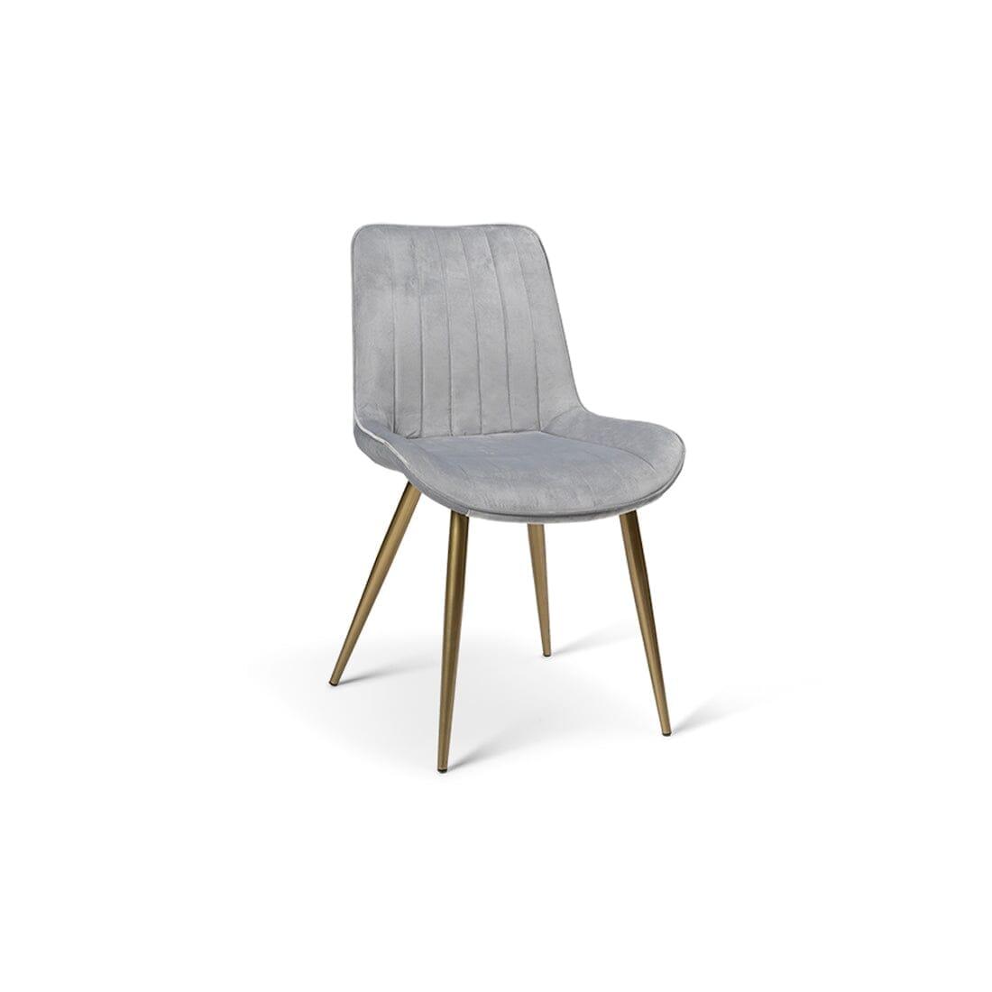 OUTLET - Bella Grey Velvet Dining Chairs - Set of 2 - Gold Legs