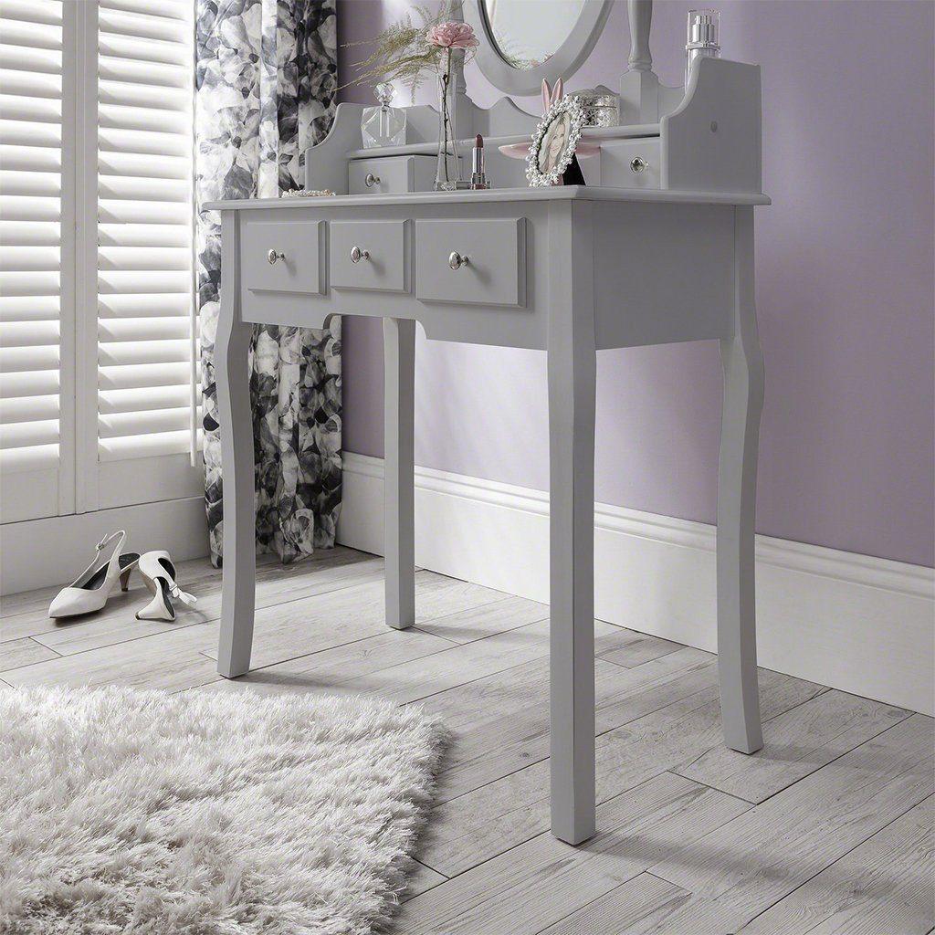 OUTLET - Capri Grey Dressing Table with Mirror & Stool
