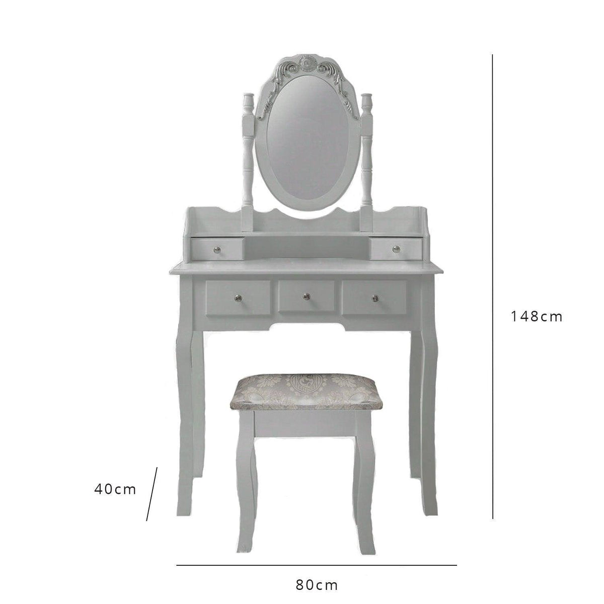 OUTLET - Capri Grey Dressing Table with Mirror & Stool