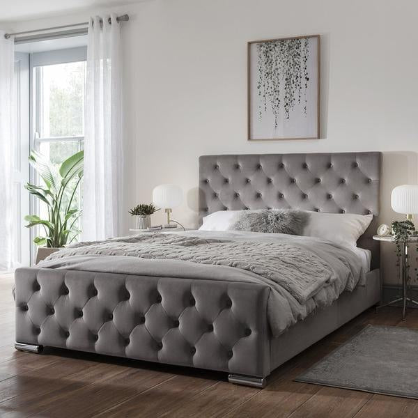 OUTLET - Cavill Blue Fabric Double Bed Frame