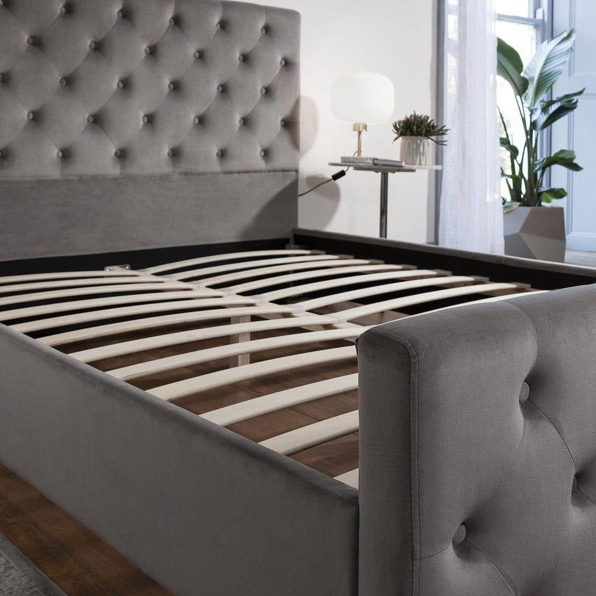 OUTLET - Cavill Blue Fabric Double Bed Frame