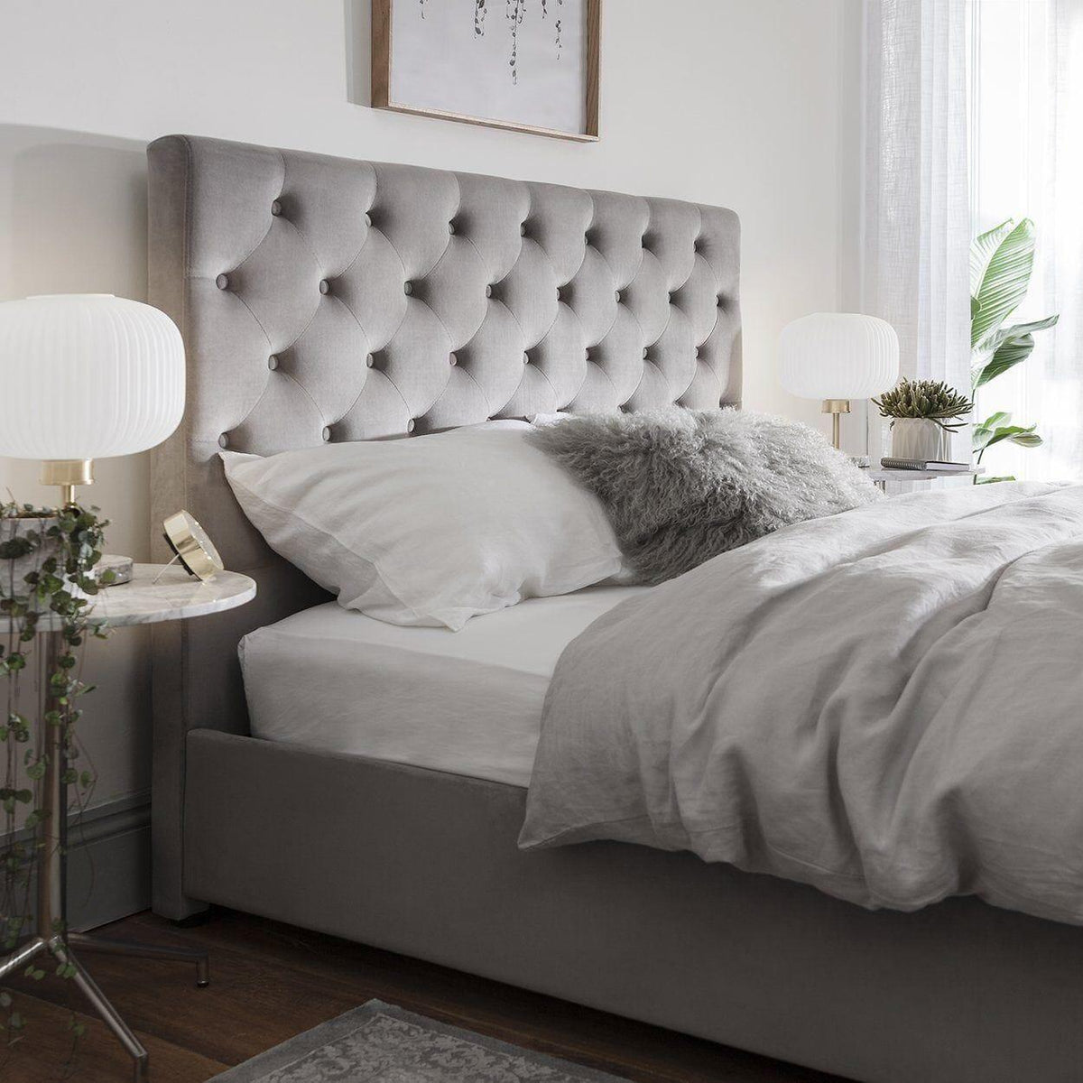 OUTLET - Cavill Blue Fabric Double Bed Frame