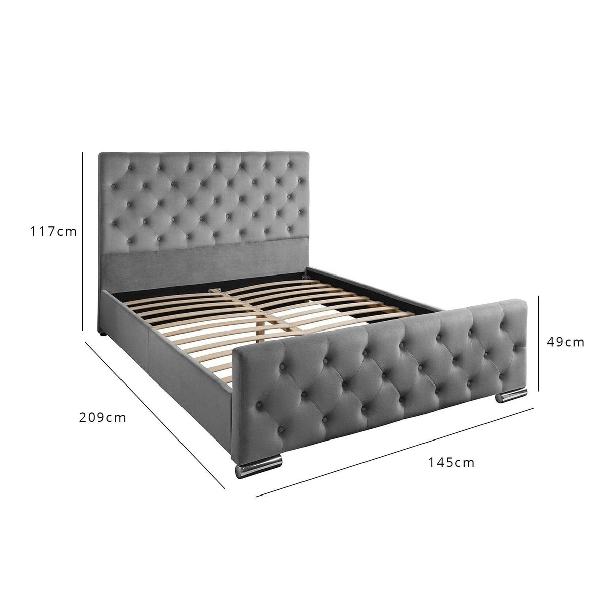 OUTLET - Cavill Blue Fabric Double Bed Frame