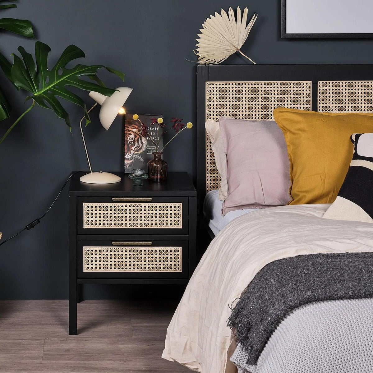 Outlet - Charlie Bedside Table - 2 Drawer - Black