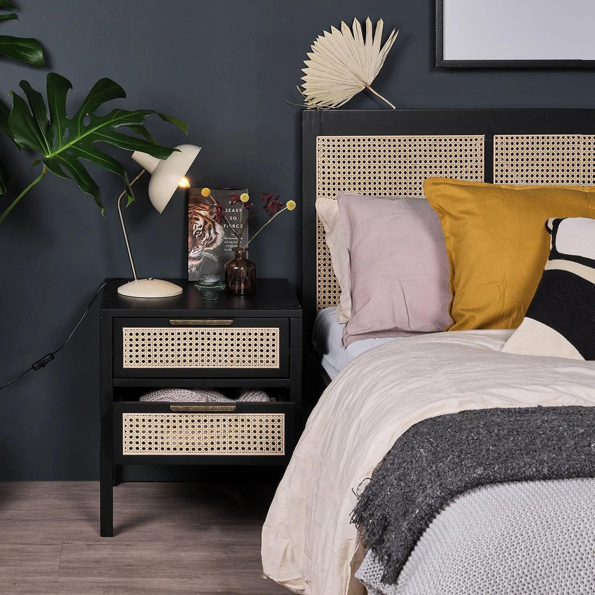 Outlet - Charlie Bedside Table - 2 Drawer - Black