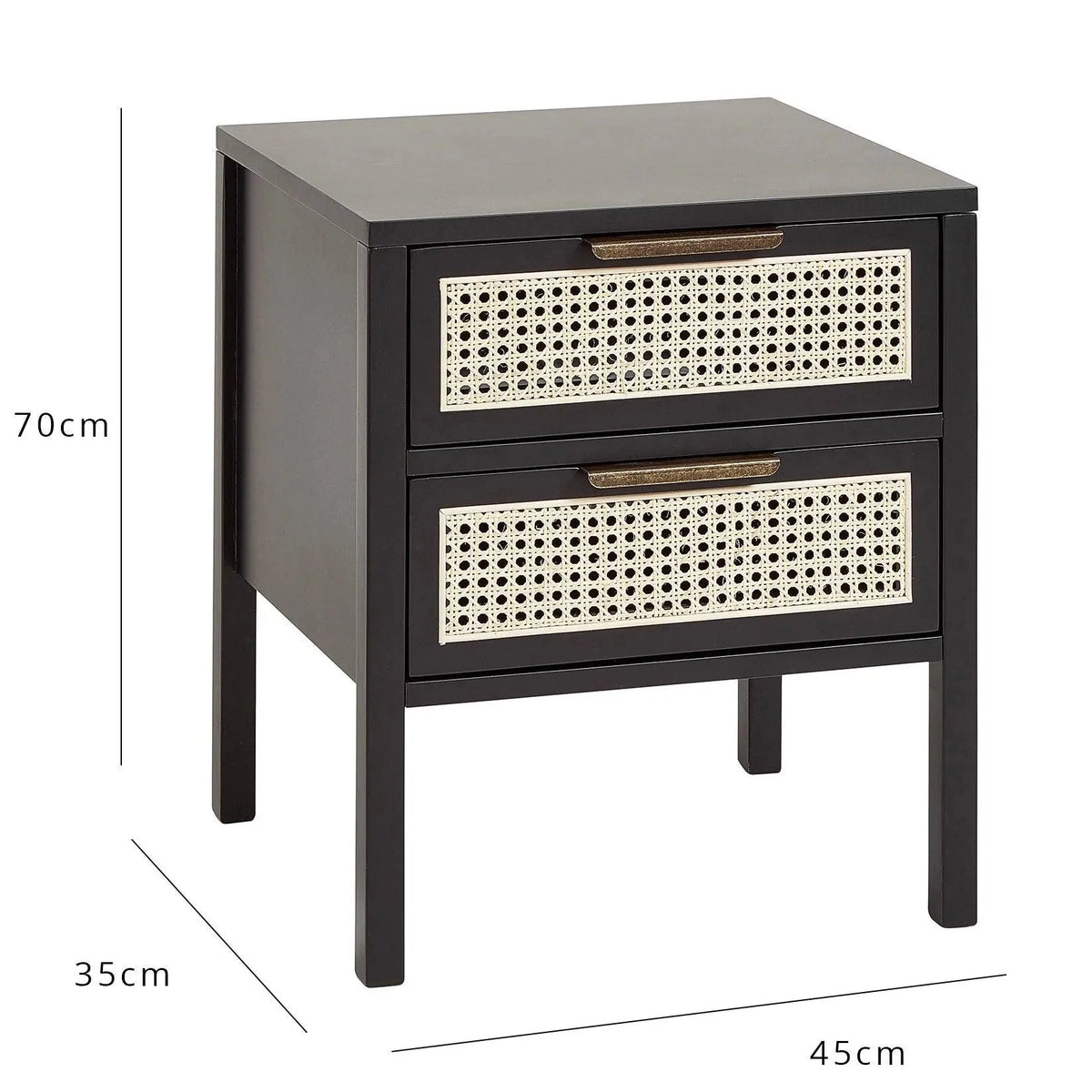 Outlet - Charlie Bedside Table - 2 Drawer - Black