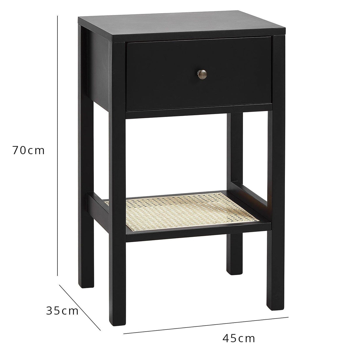 OUTLET - Charlie Bedside Table - Black