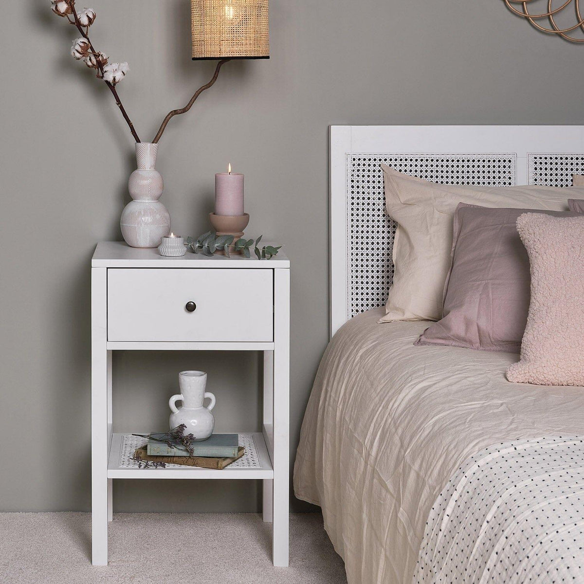 OUTLET - Charlie Bedside Table - White