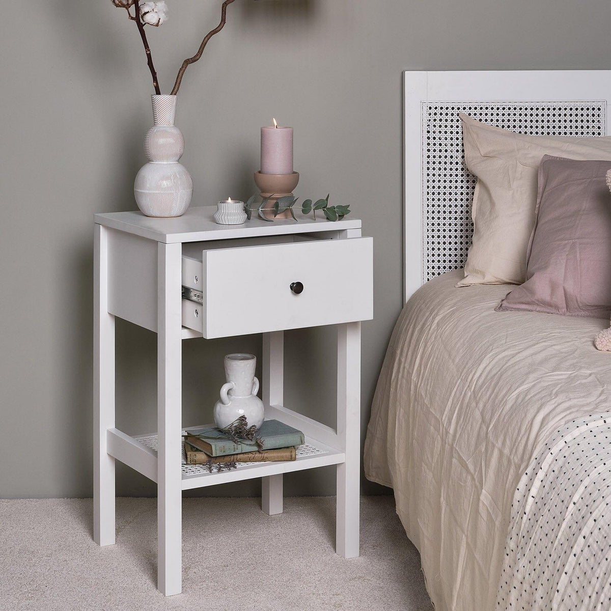 OUTLET - Charlie Bedside Table - White