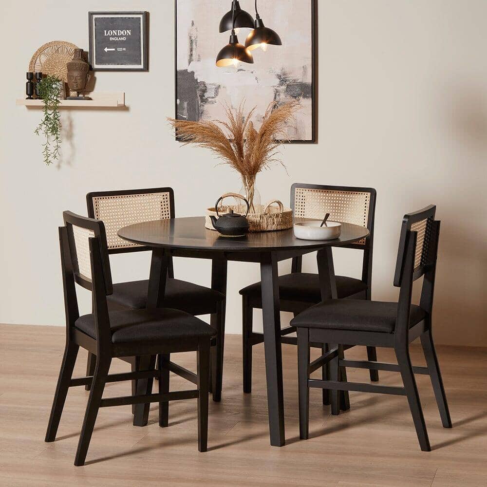 OUTLET - Charlie Black Round Dining Table - Drop Leaf