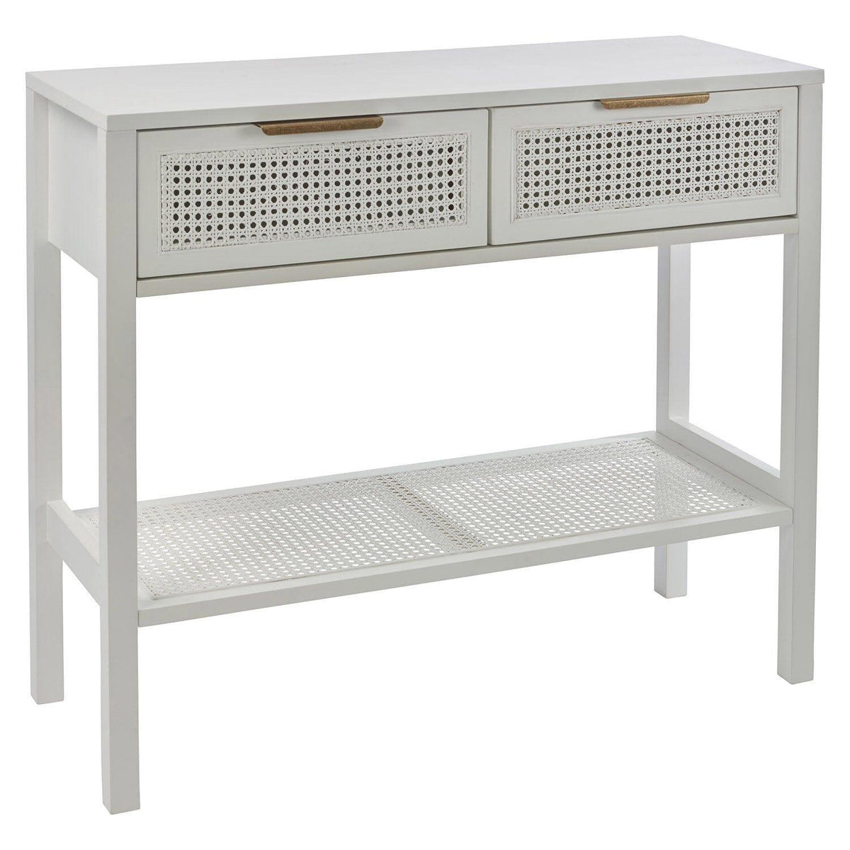 OUTLET - Charlie White 2 Drawer Console Table - Cane Draws