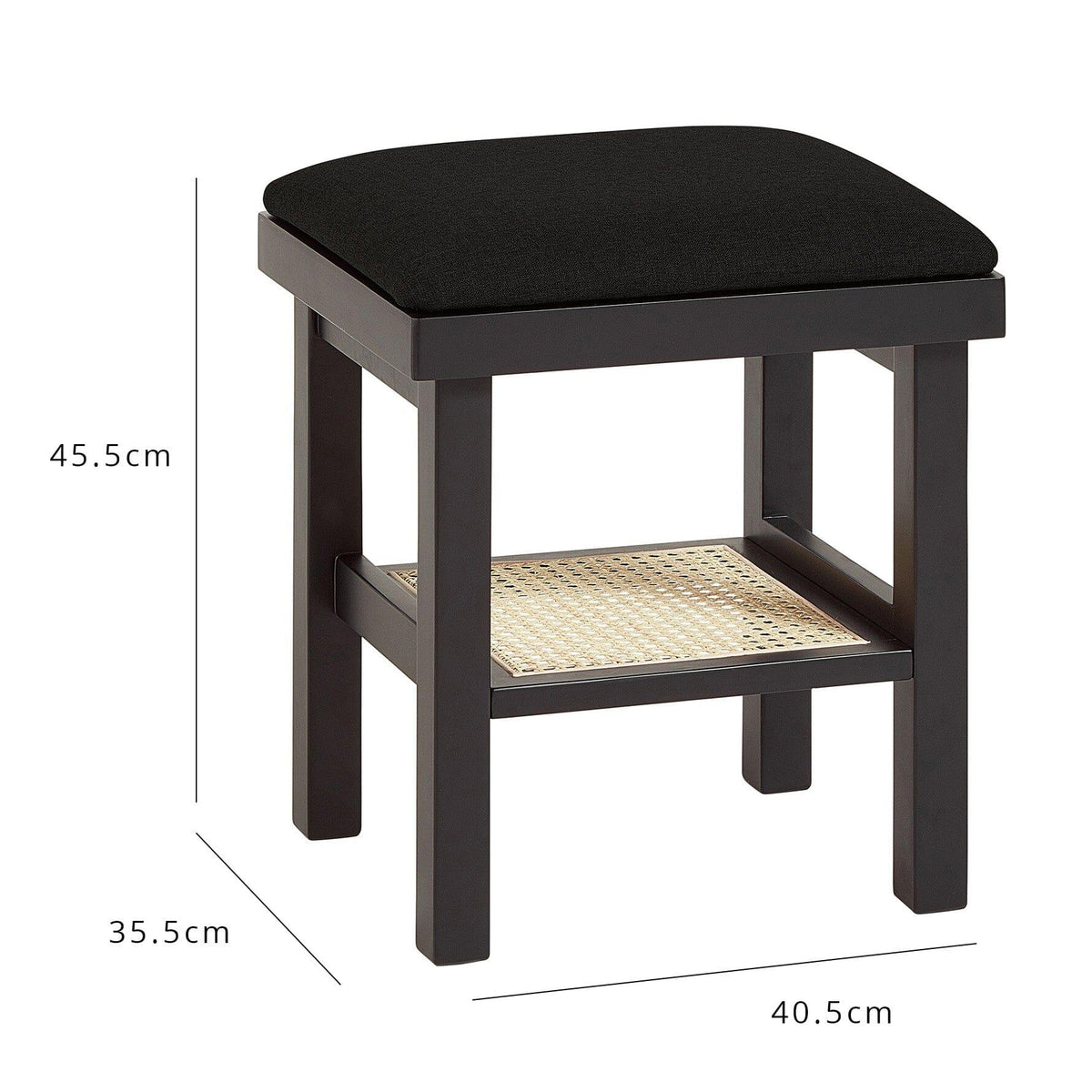 Outlet - Charlie Dressing Table Stool - Black