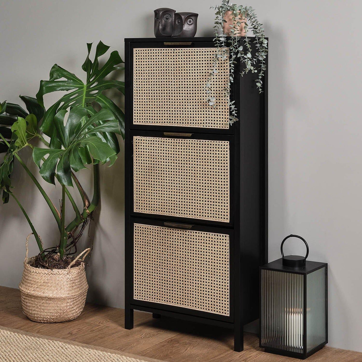 OUTLET - Charlie Shoe Cabinet - 3 Door - Black