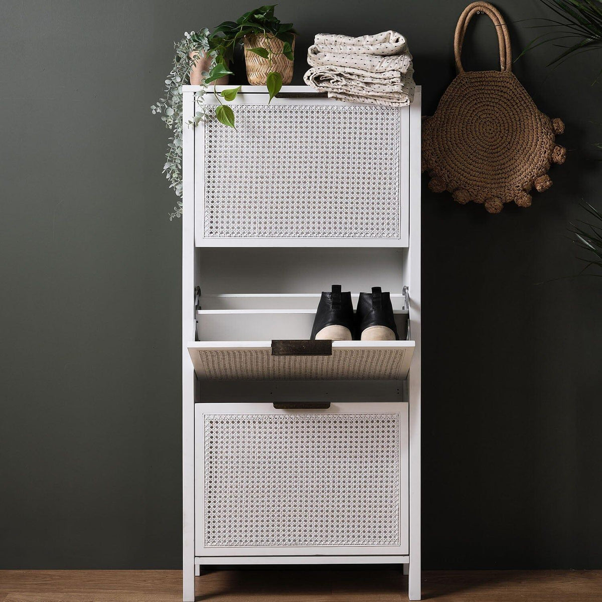 OUTLET - Charlie Shoe Cabinet - 3 Door - White