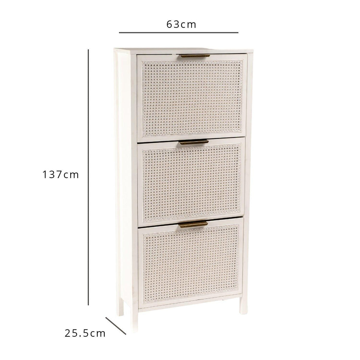 OUTLET - Charlie Shoe Cabinet - 3 Door - White
