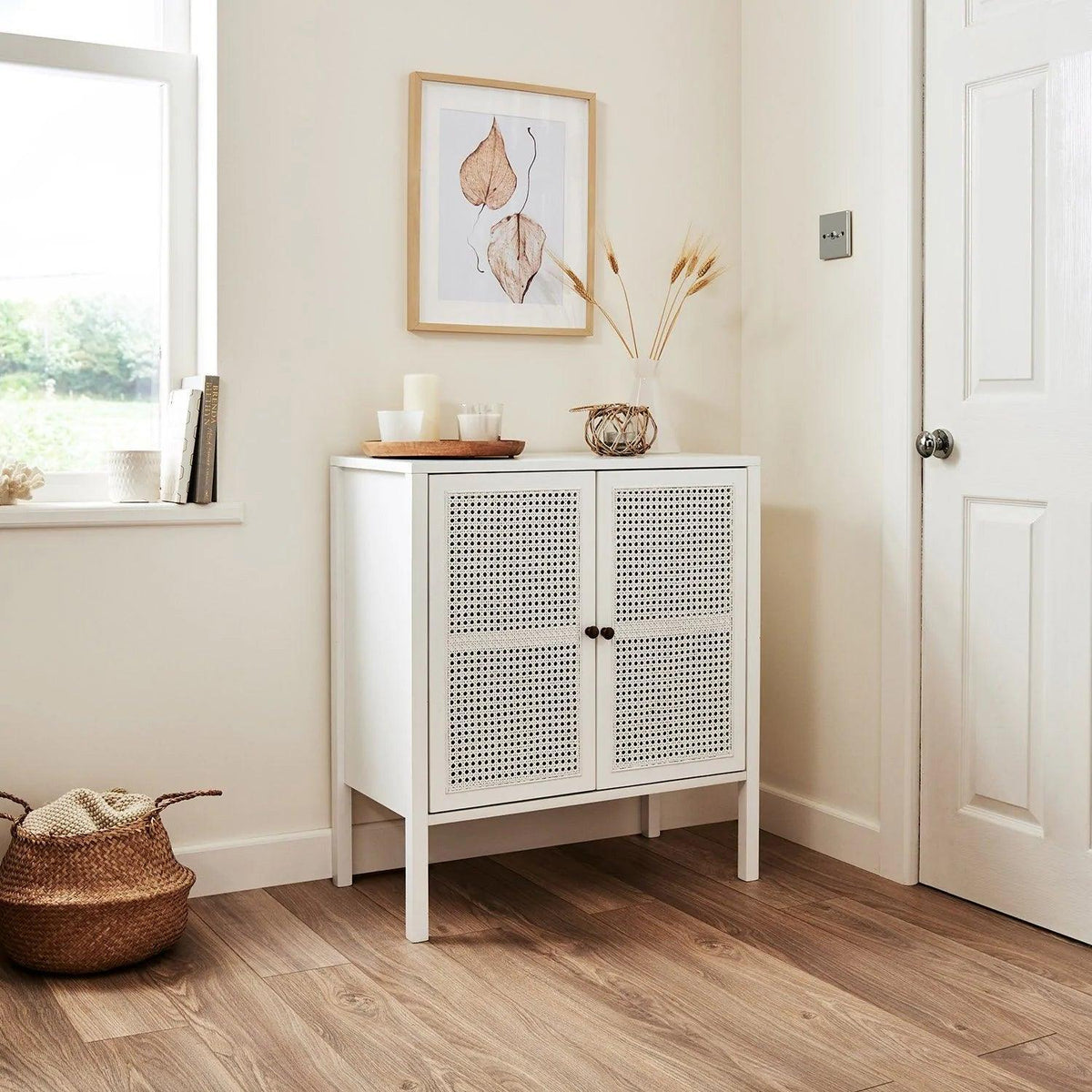 OUTLET - Charlie Small Sideboard - Cane Front - White