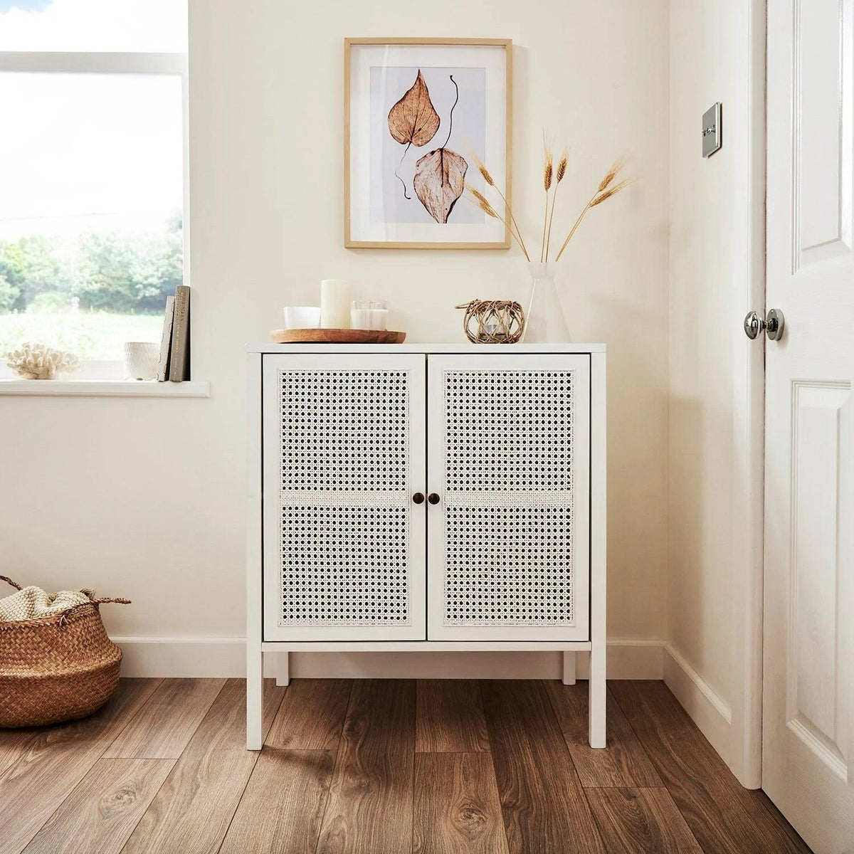 OUTLET - Charlie Small Sideboard - Cane Front - White