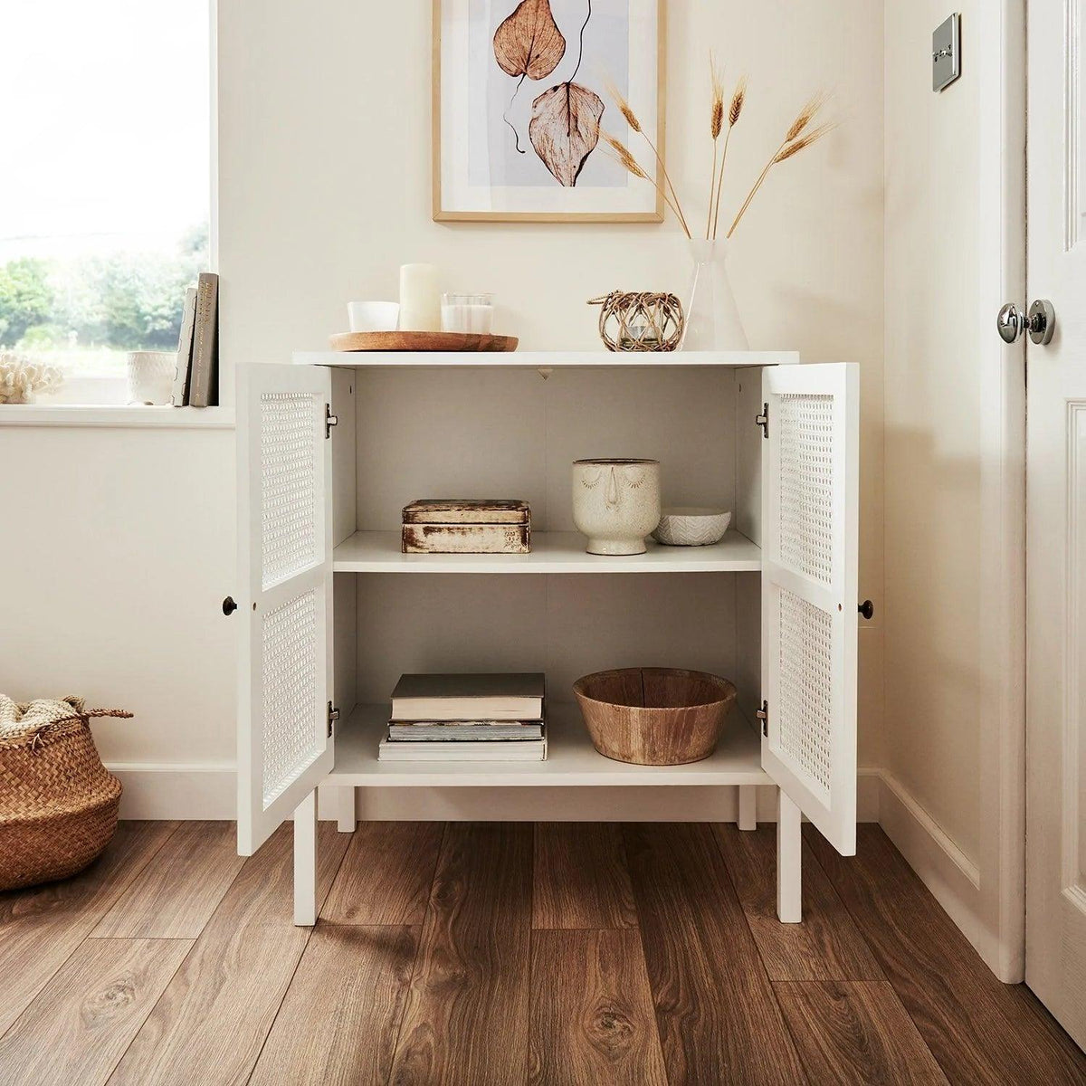 OUTLET - Charlie Small Sideboard - Cane Front - White