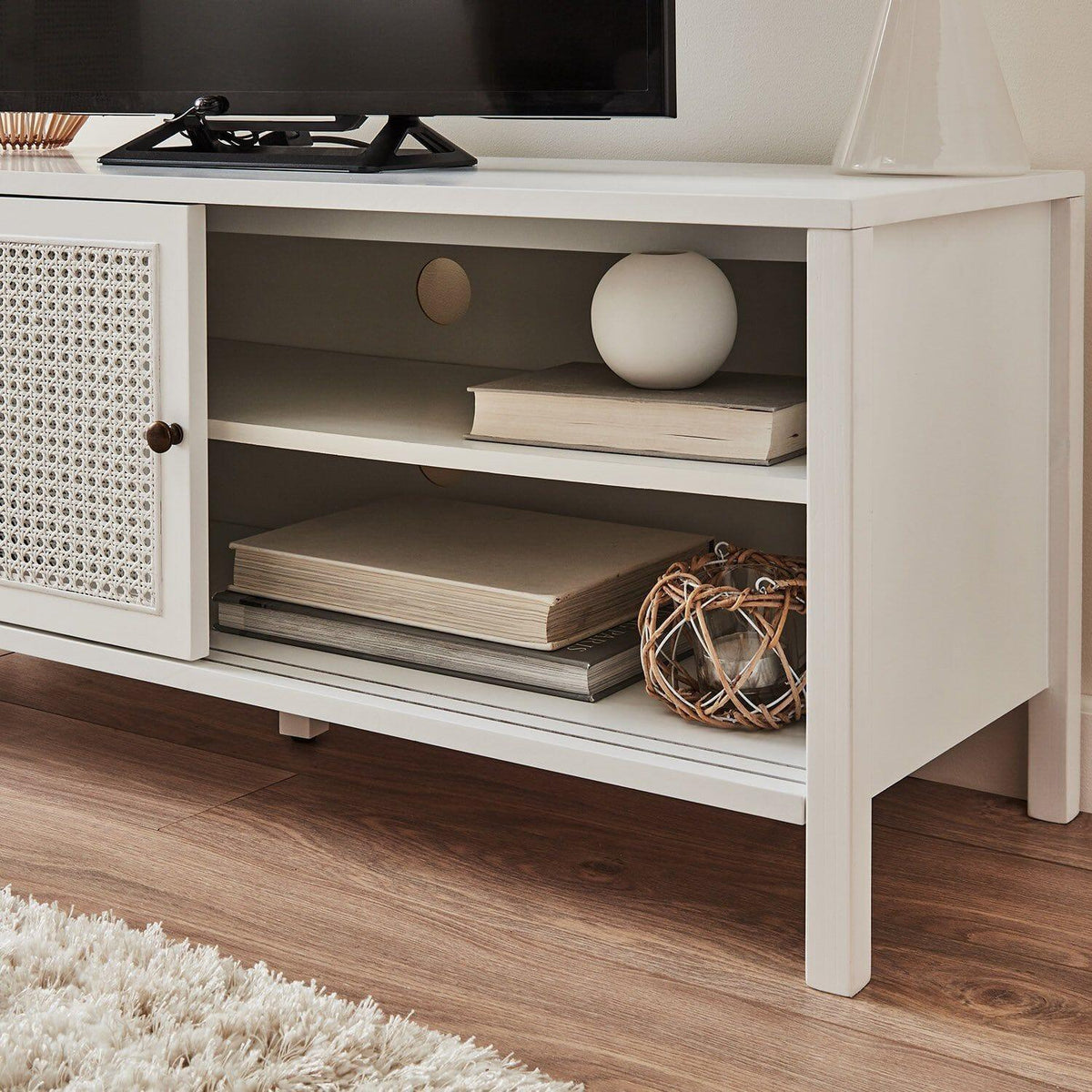 Outlet - Charlie TV Unit - Cane Front - White