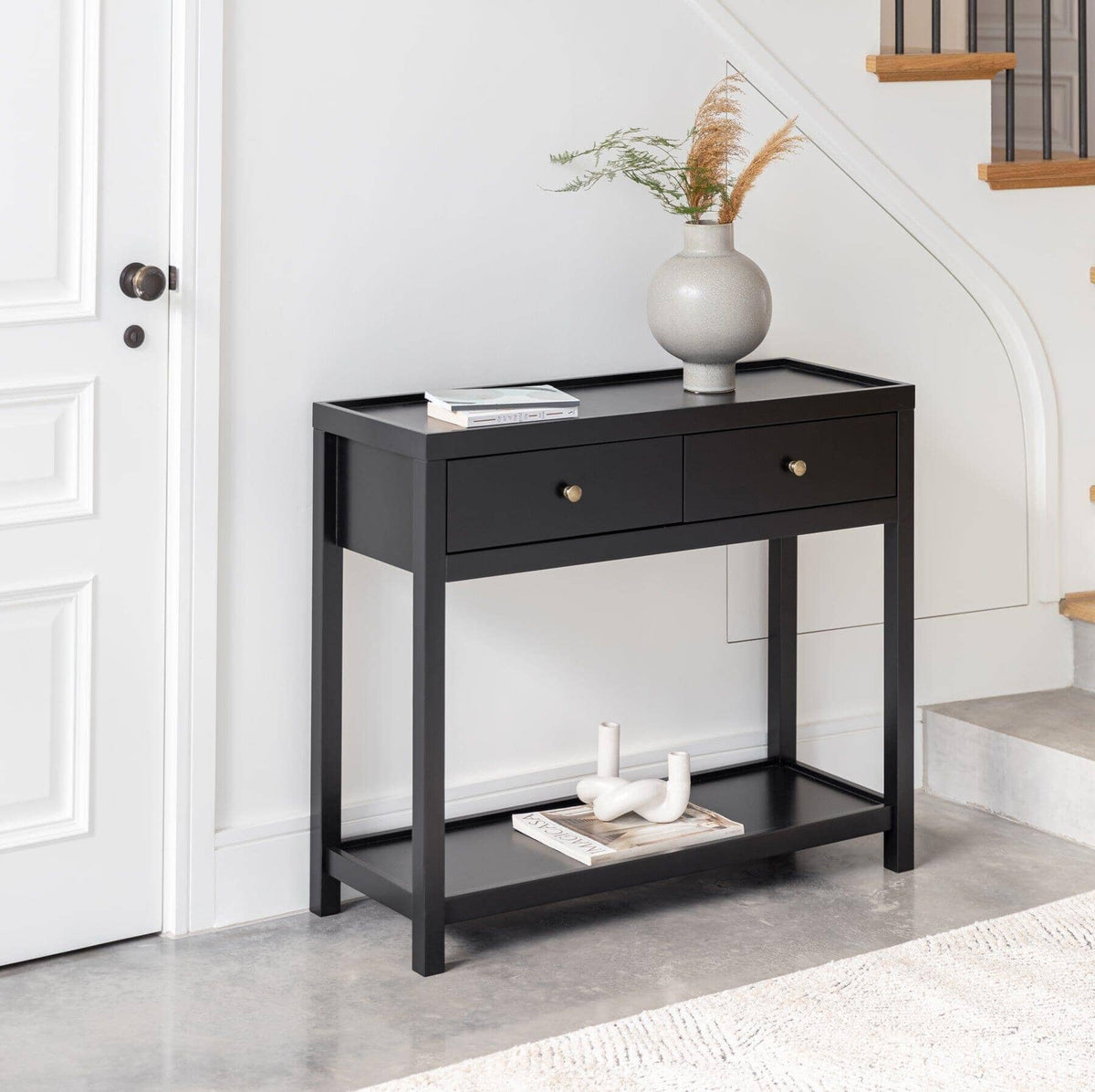 OUTLET - Charlie Black 2 Drawer Console Table