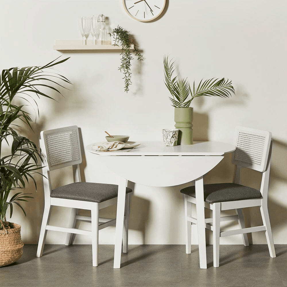 OUTLET - Charlie White Dining Table - Round Drop Leaf