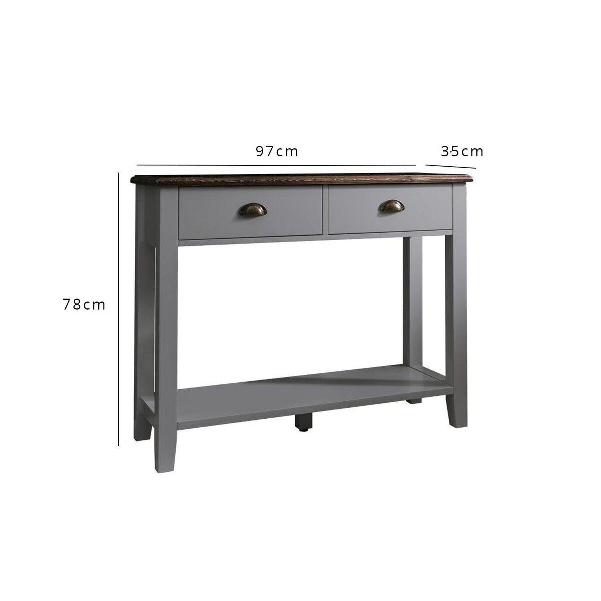 OUTLET - Chatsworth Grey 2 Drawer Console Table