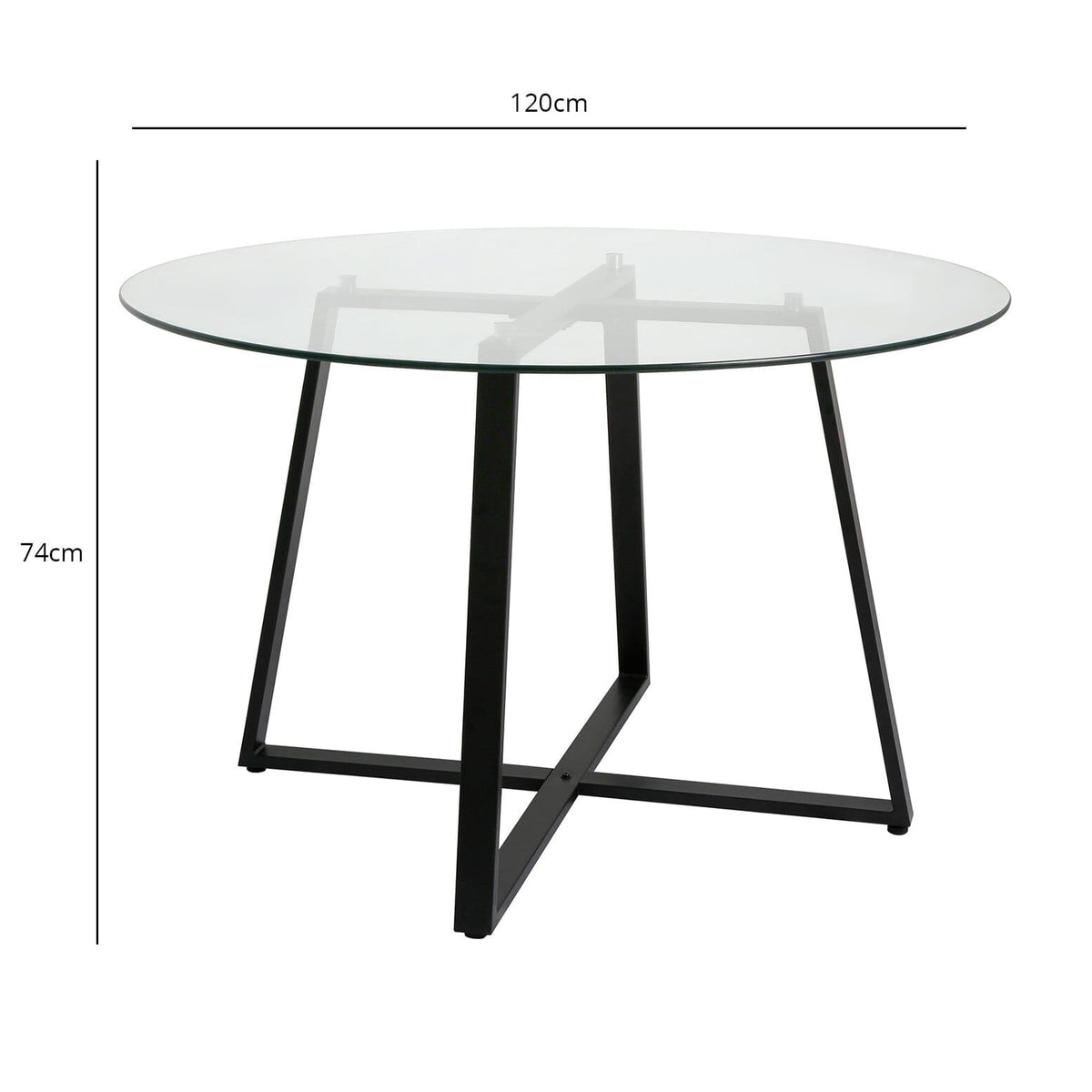 Outlet - Clara Glass Round Dining Table - Black Frame