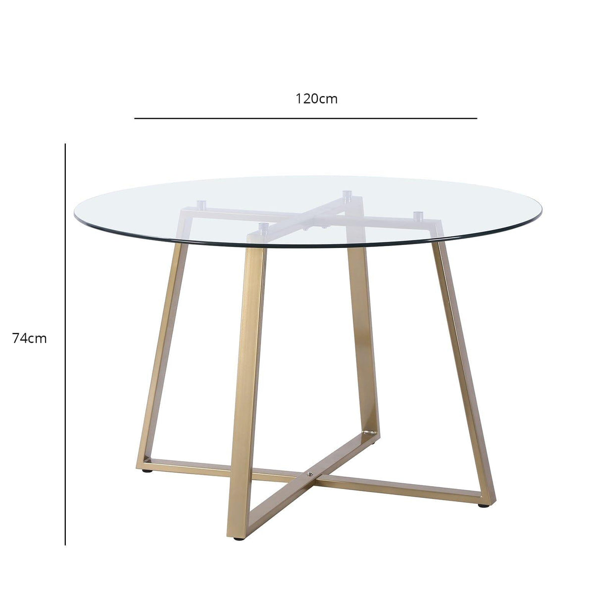 Outlet - Clara Glass Round Dining Table - Gold Frame