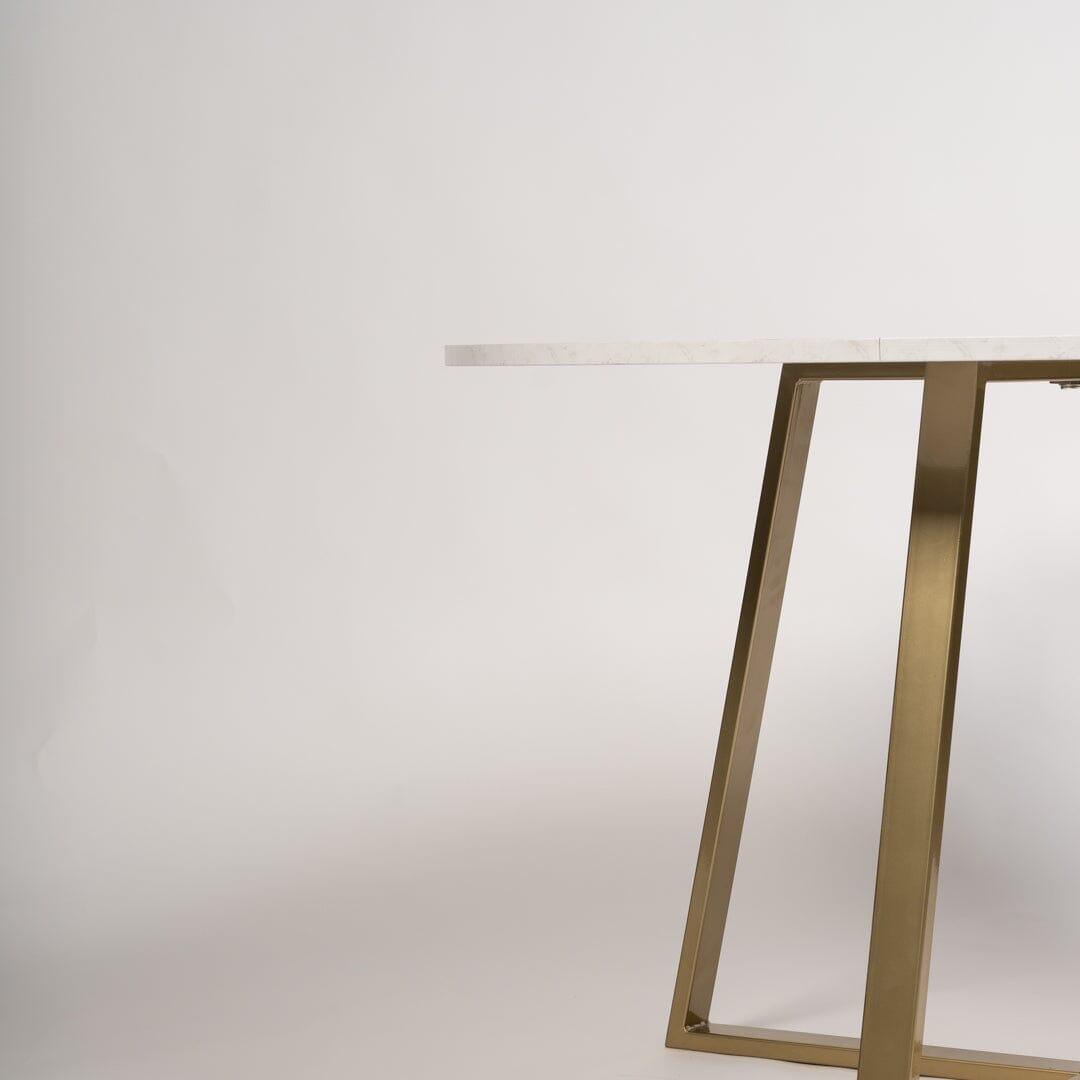 OUTLET - Clara Marble Effect Round Dining Table - Gold Frame