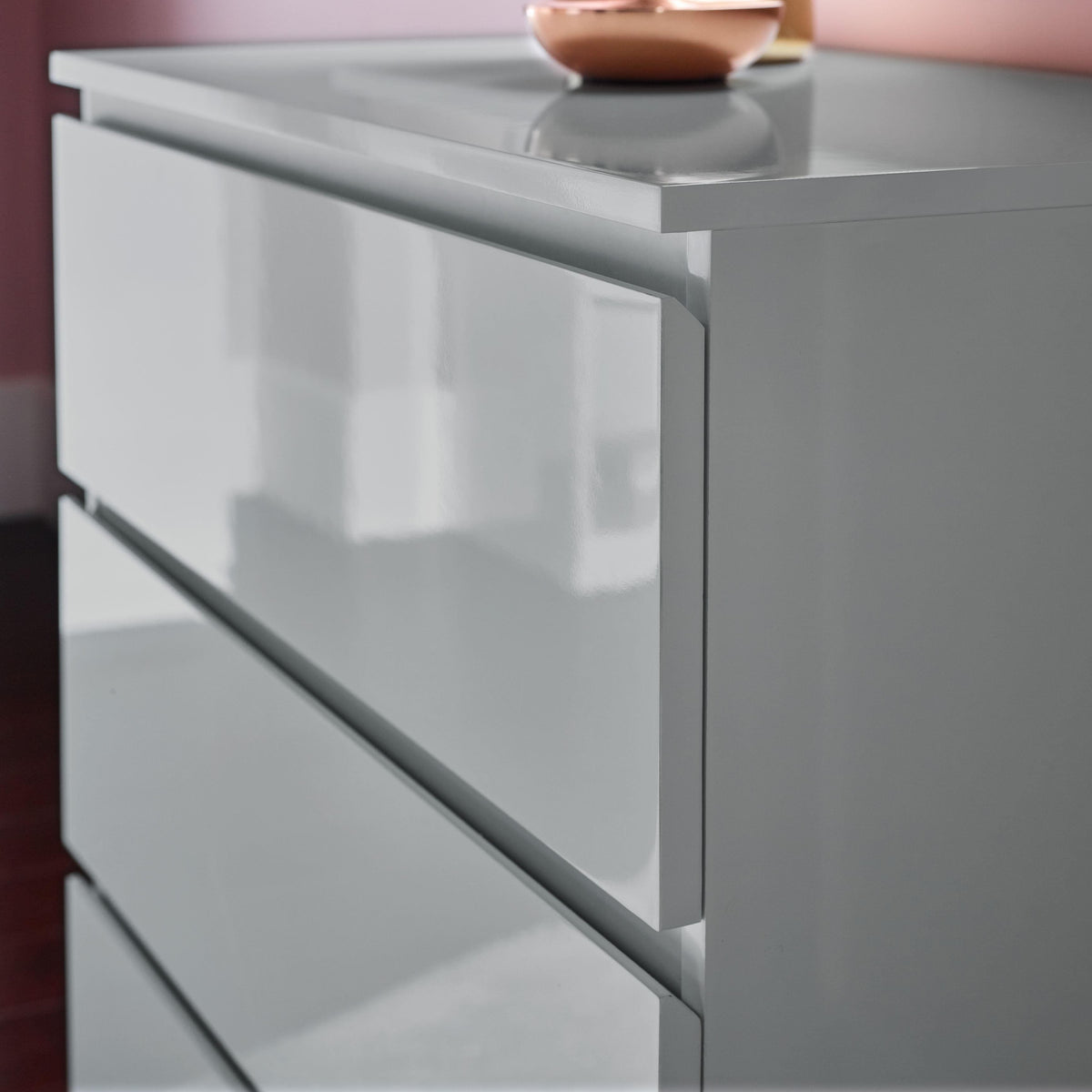 OUTLET - Clemmie Chest of Drawers - High Gloss - Grey